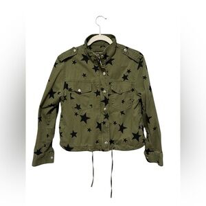 Indigo Saints Green Jacket with Black Star Pattern Women’s Size: Small‎